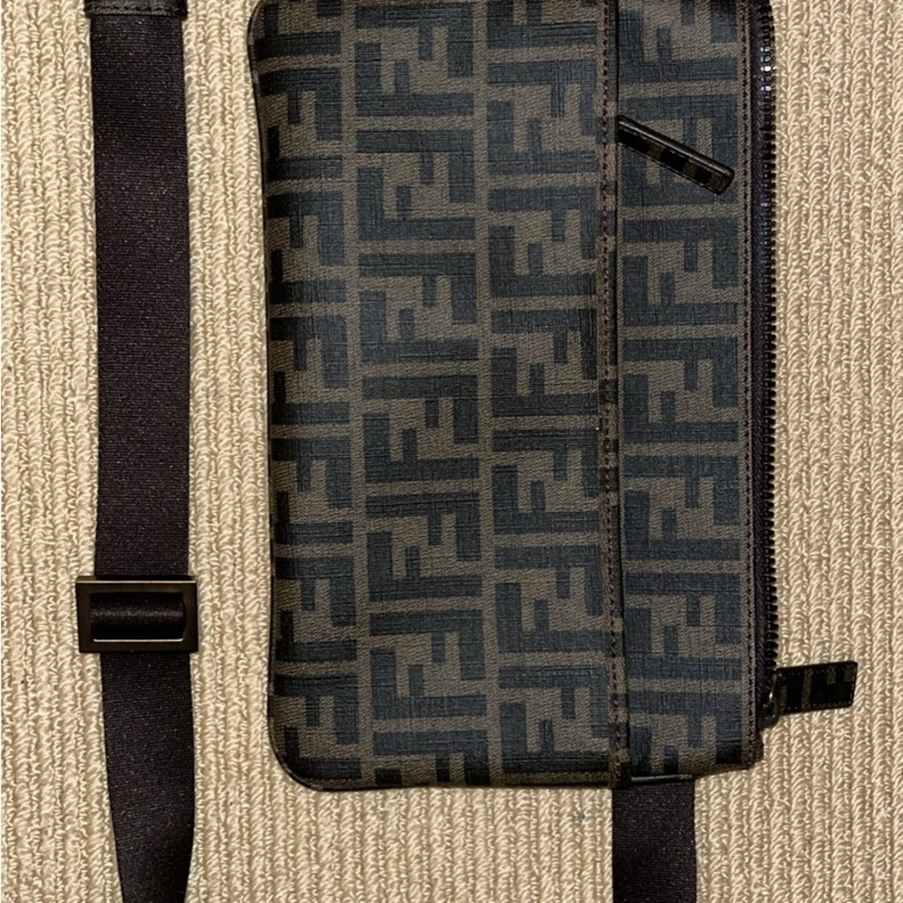 Vintage Fendi Black and Brown Belt Bag with Iconic Monogram